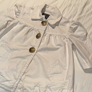 White Half Button-Up Top